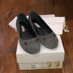 Grey suede Balenciaga flats